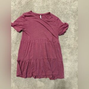 Maternity Mauve Tiered Short Sleeve Shirt